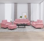 4-TLG. Sofagarnitur mit Kissen Rosa Samt, rosanes Samtsofa 4-TLG. als bequemes Sofa-Set mit Polsterung und Kissen, 4-teiliges Sofa in Rosa Samt, Sofagarnitur