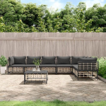 3-TLG. Garten-Lounge-Set mit Kissen Anthrazit Poly Rattan f&uuml;r Terrasse, Outdoor-Lounge-Set Poly Rattan als Gartenm&ouml;bel-Set Anthrazit
