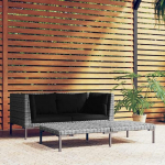 Halbkreisf&ouml;rmiges Gartensofa mit Kissen Outdoor Sofa Rattan Poly Rattan Gartensofa Garten Sofa mit Kissen Gartenm&ouml;bel 3 STK.