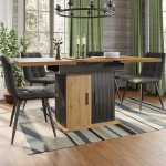 Teleskoopiline s&ouml;&ouml;gilaud, kokkupandav k&ouml;&ouml;gilaud 4-6 inimesele, pikendatav, ruumi s&auml;&auml;stev, k&ouml;&ouml;ki ja elutuppa, s&ouml;&ouml;gilaud retro stiilis, 110-140 x 80 cm (must)