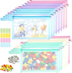 15 St&uuml;ck Netzbeutel mit Rei&szlig;verschluss, A4, doppellagige Spielzeug-Aufbewahrungstaschen mit Griffen und Etikettenaufkleber f&uuml;r Kinder, atmungsaktive Brettspiel-Aufbewahrung