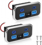 Linkstyle RV USB-pistikupesad, 76W Dual 18W USB-A & Dual 20W PD3.0 pordid, elektripistikupesa koos l&uuml;litiga 12V/24V autole, veoautole, paadile (2i pakett)