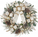 Arbrous Door Wreath Christmas 60 cm Kunstlik advendikirik J&otilde;ulukirik koos koonustega Kuusep&auml;rg koos j&otilde;ulukommetega Champagne dekoratiivne p&auml;rg esiuksele siseruumide laua aknale j&otilde;ulukaunistuseks