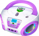 TinyGeeks Tunes Kids Boombox CD-m&auml;ngija lastele + FM-raadio + patareidega + lilla raadio - k&otilde;laritega lastele ja v&auml;ikelastele - lilla