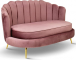postergaleria Sofa 2 Seater Pink 150 cm - with Soft Filling, Quilted Backrest, with Golden Legs, in Velour Fabric - Couch for Living Room, Guest Room, Living Room Furniture
