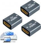 HDMI-Kupplung, 8K-Buchse auf Buchse, HDMI-2.1-Aluminium-adapter, toetab 8K @ 60Hz 4K @ 120Hz HDR eARC vergoldete Verl&auml;ngerung f&uuml;r Laptop und HDTV-Monitor, Projektor, Spielekonsole, 3 St&uuml;ck