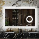 furduzz LED vannitoa peegel 3x suurendusega, 1000x600mm seinapeegel koos valgustusega, dimmerdatav, digitaalne kell, temperatuur, 3 v&auml;rvi, uduvastane, m&auml;lufunktsioon, valgustatud meikimispeegel.