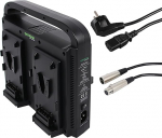 PATONA 4-Way V-Mount laadija, mis sobib Sony BP-95W BP-GL65 BP-190WS, JVC GY-HM850E VMount akudele, paralleelne t&ouml;&ouml;, 4-poolne XLR kaabel, 75W toiteallikas, 16.8V/3A LED, videokaameratele ja monitoridele.