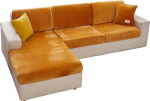 Universaalne Stretch Velvet Diivanipadi katted L kuju diivanikattele Pehme Slipcover asendamine L kuju diivanile elastse servaga (1 istekoha kate, oranž)