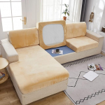 Velvet Stretch diivanil istmepadja kate, diivanipadja kate, Stretch padjakate, 1-osaline kaitsekate, m&ouml;&ouml;bli kaitse (beež, Chaise Seat)