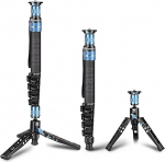 SIRUI P-325FS Carbon Fibre Camera Monopod Monopod with Stand, 140 cm Lightweight, Telescope/Photo/Video Monopod, 3 Innovative Quick Release Design, 5 Sections, Maximum Load 10 kg