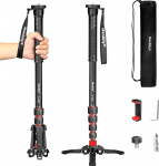 Manbily Extendable Aluminum Camera Monopod with Feet, Portable Travel and Detachable Tripod Base for DSLR Canon/Sony/Phone, 5 Sections Up to 170 cm, Maximum Load 15.5 lbs (A-222)
