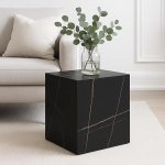 [en.casa] Ellelu kohvilaud marmorse v&auml;limusega musta v&auml;rvi elutoa laud ruudukujuline 45 x 40 x 40 cm valmis kokkupandav kuubikujuline diivanilaud