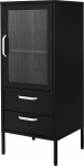 ML-Design Vitriinkapp 42 x 102 x 40 cm, must, vitriinkapp 2 riiuliga/riiulitega, 1 uks ja 2 sahtlit, elutoa metallist teraskapp, t&ouml;&ouml;stuslik stiil, raamaturiiul, arhiivikapp, kontorikapp
