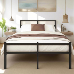 Voodi 120 x 200 cm metallist voodiraam lamelliraamiga, kaheinimesevoodi, k&uuml;lalisvoodi, must