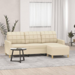 Hommdiy 3-kohaline diivan, diivan koos jalatoega, lamades diivan elutuppa, polsterdatud diivan, tugitool, l&otilde;&otilde;gastav diivan, Lounge diivan, TV diivan, kangast diivan, kreemne v&auml;rvus