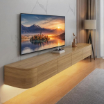 TV Lowboard, 120-300 cm, kaasaegne TV kapp, TV kapp elutuppa, sobib elutuppa ja magamistuppa (naturaalne puiduv&auml;rv/LED, 180 cm)