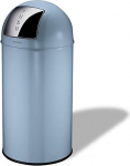 Fackelmann Berlin Push Waste Bin 40 L terasest sinine - klassikaline retro disain, suur mahutavus, v&auml;rvitud roostevabast terasest korpus