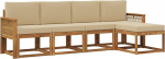 Outdoor-Ecksofa, 5-Sitzer Lounge-Set aus massivem Akazienholz, modulares Gartensofa f&uuml;r Terrasse & Balkon, inkl. Polsterauflagen in Beige, 249 x 122,5 x 73 cm