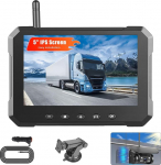 Hikity Magnetic Solar tagurduskaamera traadita monitori komplekt, 5-tolline IPS puuteekraaniga monitor koos IP69 veekindla &ouml;&ouml;vaatega tagantvaate kaameraga, lihtne paigaldus matkaautodele, matkaautodele ja veoautodele