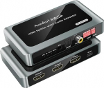 HDMI Audio Extractor 8K @ 60Hz Splitter 1 in 2 Out koos Audio Out, HDMI 2X HDMI + Toslink SPDIF + koaksiaal + 3,5 mm, toetab Dobly Atmos 7.1, DTS, HDCP 2.3, Down Scaler, Ideaalne TV, PS5, Soundbar jaoks