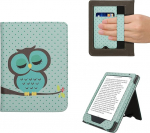 kwmobile Flip Cover &uuml;hilduv Kobo Clara BW/Clara Colour/Tolino Shine (5) / Shine Colour - &uuml;mbris randmerihmaga Owl Sleep t&uuml;rkiispruun m&uuml;ndiroheline
