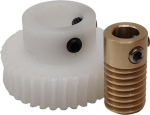 Ritzelgetriebe 1 Satz POM-Schneckengetriebe, &Uuml;bersetzungsverh&auml;ltnis 1:35, 0,5-Modul-Schneckengetriebe, 0,5 m, 35 Z&auml;hne, Kunststoff-Turbinengetriebe, 5 mm Bohrung, Messing-Schneckenstange Antriebsmecha