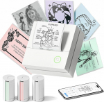 Kleebisprinter, PM290 Mini Printer nutitelefonile, Bluetooth termoprinter Mini 3 paberirulliga, Mini Printer &otilde;ppem&auml;rkmete, p&auml;evikute, DIY kingituste jaoks - koolikontor, valge, 1 pakk