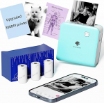 Phomemo Mini Photo Printer, 300 DPI Mini Thermal Printer for Smartphone, P2S Bluetooth Sticker Printer for Learning, Photos, Mini Portable Photo Printer for Travel, Mini Printer with 3 Rolls of Paper