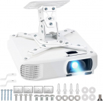 BELLE VOUS Valge universaalne laeprojektorihoidik - mahutab 8 kg, 23-35 cm - alumiiniumsulamist projektori tarvikud koos kallutamise/p&ouml;&ouml;ramisega - seinale/laele kinnitatav projektor koos k&auml;epidemetega