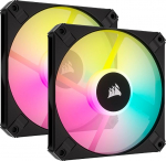 Corsair AF120 RGB SLIM, 120 mm PWM ventilaatorite komplekt d&uuml;naamilise laagriga, &otilde;huke profiil v&auml;ikestele korpustele, kuni 2000 rpm, 8 adresseeritavat RGB LED-i, topeltpakett koos valgustuss&otilde;lmega CORE - must