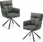 Sofia s&ouml;&ouml;gitooli komplekt 2 musta metallraamiga ja mikrokiudkattega, hall - mugavad toolid s&ouml;&ouml;gi- ja elutuppa - 60 x 93 x 67 cm (S x K x M)