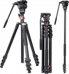 Cayer Professional Video Tripod Monopod Kit, AF2451 67-tolline alumiiniumist teleskoopiline Flip Lock statiiv koos H4 Fluid pea ja eemaldatava statiivi alusega DSLR kaameratele ja videokaameratele
