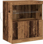 vidaXL rustikaalne Buffet Sideboard hoiuruum T&auml;ispuidust vintage v&auml;limus koos klaasriiulitega Ideaalne s&ouml;&ouml;gi- ja elutoa jaoks Vananenud esteetika taastamine M&ouml;&ouml;bli riiulid Ilmastunud v&auml;limus Looduslik