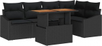 6-teiliges Garten-Sofa-Set mit Kissen Schwarz Poly-Rattan Gartenlounge Model3358578