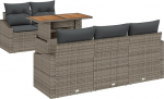 Rantry 6-teilige Garten Sofa Set mit Kissen Grau Poly Rattan Gartenlounge Model3358512