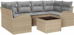 Rantry 7-teiliges Garten Sofa Set mit Kissen Beige Poly Rattan Gartenlounge Model3345940