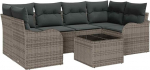 Rantry 7-teiliges Garten Sofa Set mit Kissen Grau Poly Rattan, 2-Sitzer Garten Sofa mit Stauraum & Kissen Grau Poly Rattan Gartenlounge Model3354268
