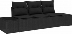 Rantry 3-teiliges Garten Sofa Set mit Kissen Schwarz Poly Rattan Gartenlounge Model3346923