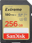 SanDisk Extreme SDXC UHS-I Memory Card 256GB (V30, 180MB/s Transmission, U3, 4K UHD Videos, SanDisk QuickFlow Technology, Waterproof, Shockproof, Temperature Resistant)