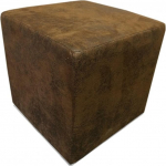 Cube Seat Stool Faux Leather 45 x 45 x 45 cm Suede Look Brown