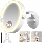 MOMOKUBA suurendav peegel koos iminapaga, 30x kahepoolne kosmeetiline peegel koos valgustusega, &uuml;ks vannitoa peegel 3 valgustusrežiimiga, sobib tuppa ja vannituppa