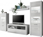 Furn.Design Carrara Wall Unit in White High Gloss Living Combination 4-Piece 300 x 198 cm