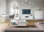 Home Furniture Set Wall Unit White Base Frame Gold-Coloured 4 Pieces 1 Highboard 1 Secretary 1 Coffee Table 1 Lowboard