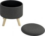HOMCOM Round Footrest Stool with Storage Box, Wooden Legs, Modern Design, Grey