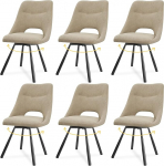 LEWE s&ouml;&ouml;gitoolide p&ouml;&ouml;rlev komplekt 6 k&ouml;&ouml;gitooli 360&deg; p&ouml;&ouml;rlev tool ergonoomiline polsterdatud tool k&auml;edeta s&ouml;&ouml;gituba elutuba magamistuba kasmiirist kangas - khaki v&auml;rvi