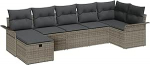 7-teiliges Garten Sofa Set mit Kissen Grau Poly Rattan, 2-Sitzer Garten Sofa mit Stauraum & Kissen Grau Poly Rattan Gartenlounge Model3360230