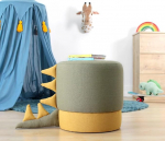 Emob Modern Green Pouffe, 37 cm Diameter x 38 cm Height, 50% Cotton/50% Velvet, PVC Coated Hidden Legs, 6 cm Thick Orthopaedic Sponge, Perfect for Kids and Entertainment
