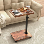 QAUUQQ QAUUQQ C laud K&otilde;rvallaud reguleeritava k&otilde;rgusega 360&deg; p&ouml;&ouml;rlev telerilaud ratastega V&auml;ike laud s&ouml;&ouml;gitoa jaoks C-kujuline k&uuml;ljelaud elutuppa magamistuppa diivanile diivanile