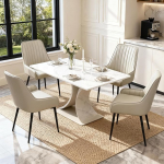 BonVache s&ouml;&ouml;gitoa toolid, komplekt 4, kunstnahast polsterdatud tool, k&auml;etoega tool, seljatoega k&ouml;&ouml;gitool, metalljalgadega k&auml;etoega tool, s&ouml;&ouml;gitoa, elutoa tool, Taupee